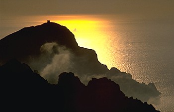 Fine Art Nature Photography: golden sunset over Corsican coastline, France