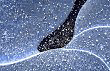 macro photography: ice with bubbles and curves